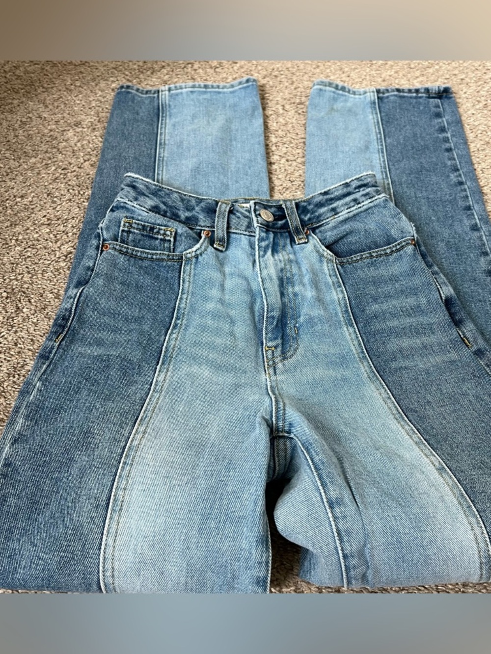 PacSun 90s Boyfriend Two-Tone Light & Medium Blue Jeans Size 23